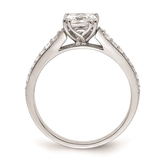 14k White Gold (Holds 1 carat (6.00mm) Cushion Center) 1/5 carat Diamond Semi-Mount Engagement Ring