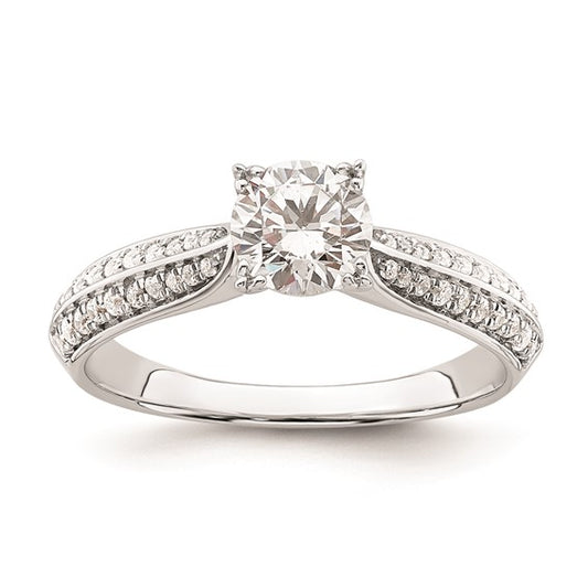 14k White Gold (Holds 3/4 carat (5.8mm) Round Center) 1/5 carat Diamond Semi-Mount Engagement Ring