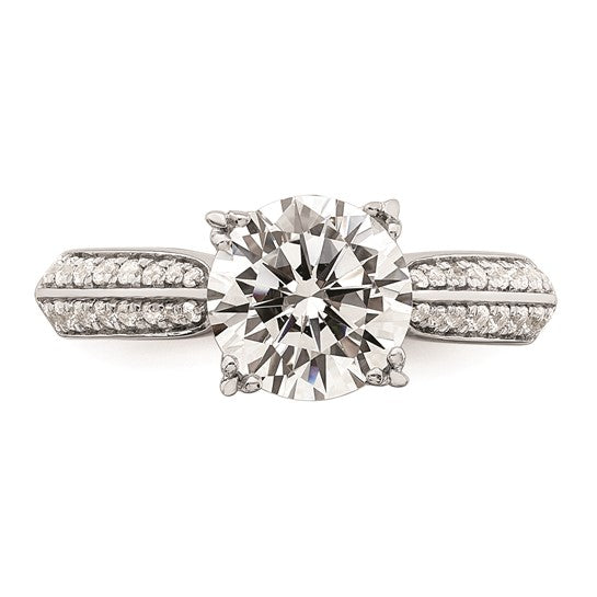 14k White Gold (Holds 2 carat (8.2mm) Round Center) 1/4 carat Diamond Semi-Mount Engagement Ring