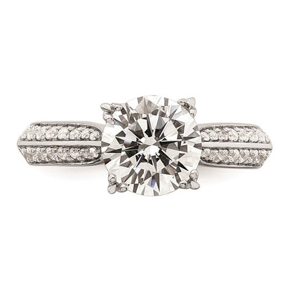 14k White Gold (Holds 2 carat (8.2mm) Round Center) 1/4 carat Diamond Semi-Mount Engagement Ring