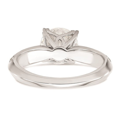 14k White Gold (Holds 2 carat (8.2mm) Round Center) 1/4 carat Diamond Semi-Mount Engagement Ring