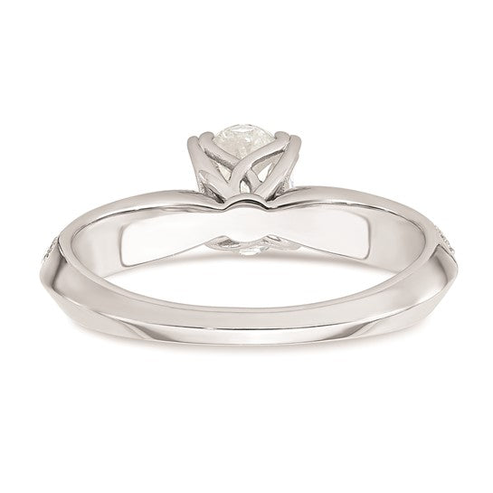 14k White Gold (Holds 3/4 carat (7.1x5.4mm) Oval Center) 1/5 carat Diamond Semi-Mount Engagement Ring