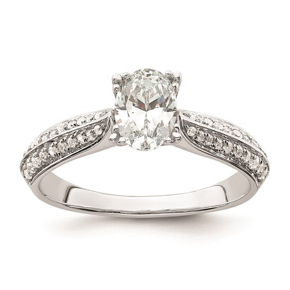 14k White Gold (Holds 3/4 carat (7.1x5.4mm) Oval Center) 1/5 carat Diamond Semi-Mount Engagement Ring