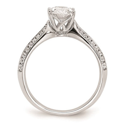 14k White Gold (Holds 1 carat (8.00x6.1mm) Oval Center) 1/4 carat Diamond Semi-Mount Engagement Ring