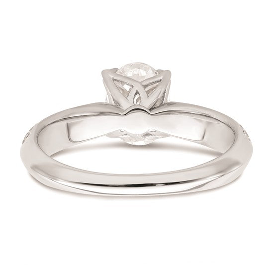 14k White Gold (Holds 1 carat (8.00x6.1mm) Oval Center) 1/4 carat Diamond Semi-Mount Engagement Ring