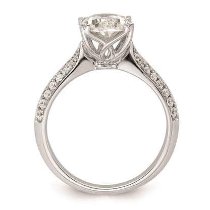 14k White Gold (Holds 2 carat (10x7.5mm) Oval Center) 1/4 carat Diamond Semi-Mount Engagement Ring