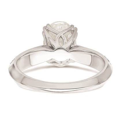 14k White Gold (Holds 2 carat (10x7.5mm) Oval Center) 1/4 carat Diamond Semi-Mount Engagement Ring