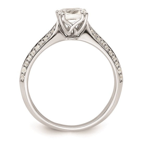 14k White Gold (Holds 3/4 carat (5.4mm) Cushion Center) 1/5 carat Diamond Semi-Mount Engagement Ring