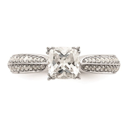 14k White Gold (Holds 3/4 carat (5.4mm) Cushion Center) 1/5 carat Diamond Semi-Mount Engagement Ring