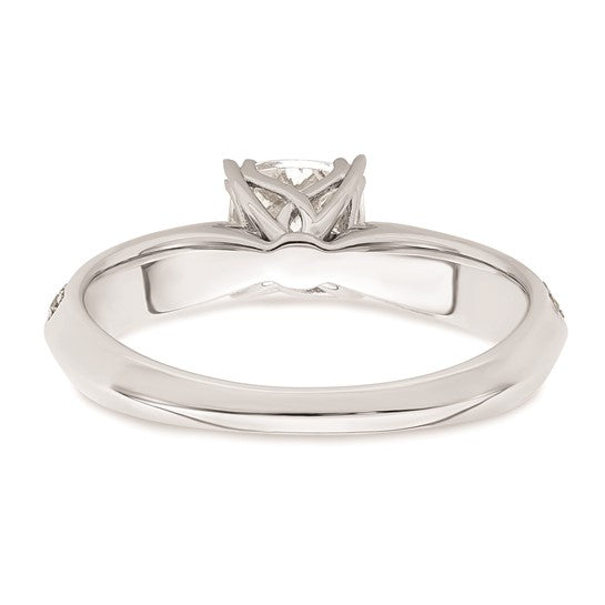 14k White Gold (Holds 3/4 carat (5.4mm) Cushion Center) 1/5 carat Diamond Semi-Mount Engagement Ring