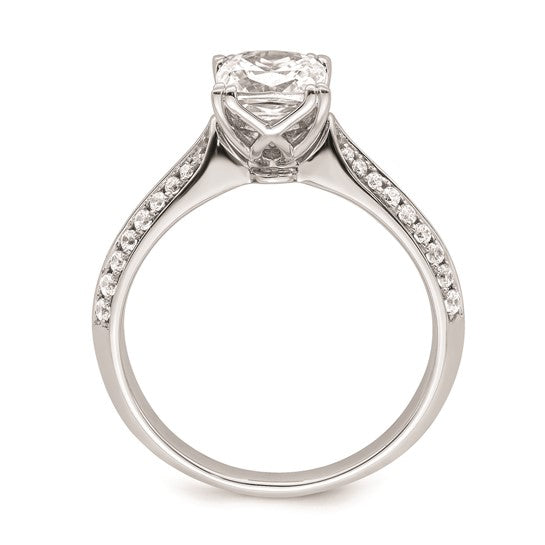 14k White Gold (Holds 1 carat (6.00mm) Cushion Center) 1/4 carat Diamond Semi-Mount Engagement Ring