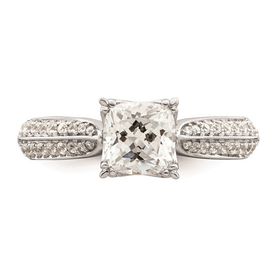 14k White Gold (Holds 1 carat (6.00mm) Cushion Center) 1/4 carat Diamond Semi-Mount Engagement Ring