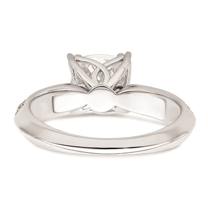 14k White Gold (Holds 1.5 carat (7.00mm) Cushion Center) 1/4 carat Diamond Semi-Mount Engagement Ring