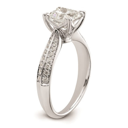 14k White Gold (Holds 1.5 carat (7.00mm) Cushion Center) 1/4 carat Diamond Semi-Mount Engagement Ring