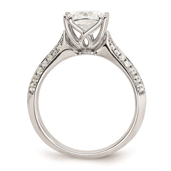 14k White Gold (Holds 2 carat (7.6mm) Cushion Center) 1/4 carat Diamond Semi-Mount Engagement Ring