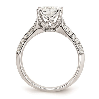 14k White Gold (Holds 2 carat (7.6mm) Cushion Center) 1/4 carat Diamond Semi-Mount Engagement Ring