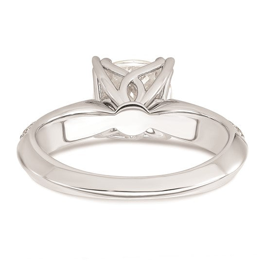 14k White Gold (Holds 2 carat (7.6mm) Cushion Center) 1/4 carat Diamond Semi-Mount Engagement Ring