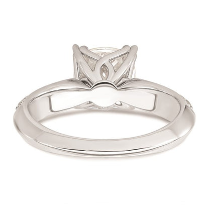 14k White Gold (Holds 2 carat (7.6mm) Cushion Center) 1/4 carat Diamond Semi-Mount Engagement Ring