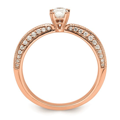 14k Rose Gold (Holds 1/2 carat (6.00x4.5mm) Oval Center) 1/4 carat Diamond Semi-Mount Engagement Ring