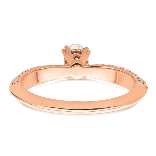 14k Rose Gold (Holds 1/2 carat (6.00x4.5mm) Oval Center) 1/4 carat Diamond Semi-Mount Engagement Ring