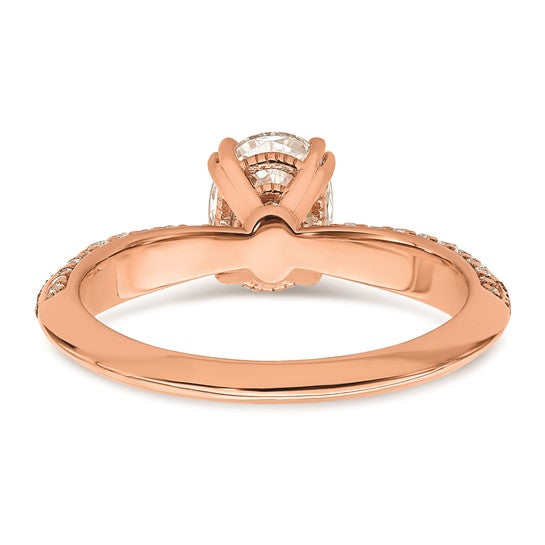 14K Rose Gold 2-Row (Holds 1/2 carat (5.2mm) Round Center) 1/4 carat Diamond Semi-Mount Engagment Ring