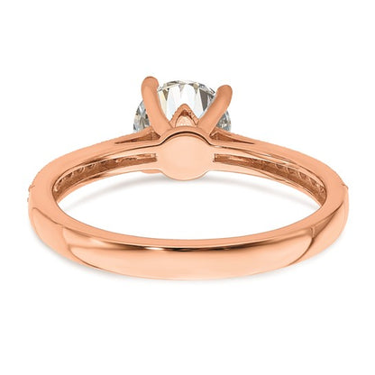 14k Rose Gold (Holds 1 carat (6.5mm) Round Center) 1/15 carat Diamond Semi-Mount Engagement Ring