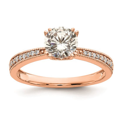14k Rose Gold (Holds 1 carat (6.5mm) Round Center) 1/15 carat Diamond Semi-Mount Engagement Ring