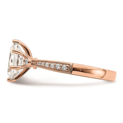 14k Rose Gold (Holds 1.5 carat (9.2x6.9mm) Oval Center) 1/8 carat Diamond Semi-Mount Engagement Ring