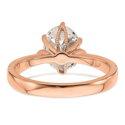 14k Rose Gold (Holds 1.5 carat (9.2x6.9mm) Oval Center) 1/8 carat Diamond Semi-Mount Engagement Ring