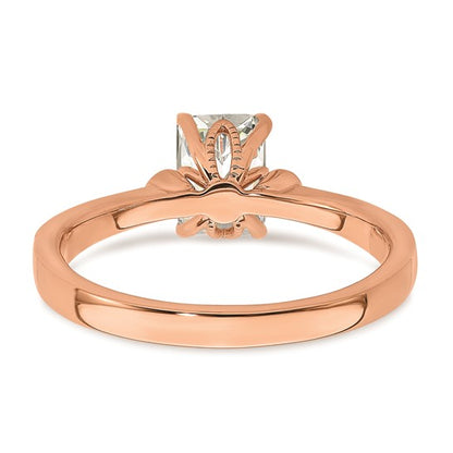 14k Rose Gold (Holds 1 carat (6.9x5.2mm) Emerald-cut Center) 1/15 carat Diamond Semi-Mount Engagement Ring