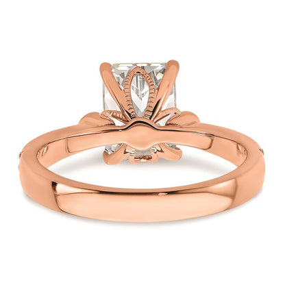 14k Rose Gold (Holds 2 carat (8.7x6.4mm) Emerald-cut Center) 1/5 carat Diamond Semi-Mount Engagement Ring