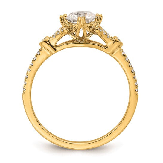 14k (Holds 1/2 carat (5.2mm) Round Center) 1/8 carat Diamond Semi-Mount Engagement Ring