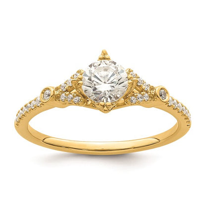 14k (Holds 1/2 carat (5.2mm) Round Center) 1/8 carat Diamond Semi-Mount Engagement Ring