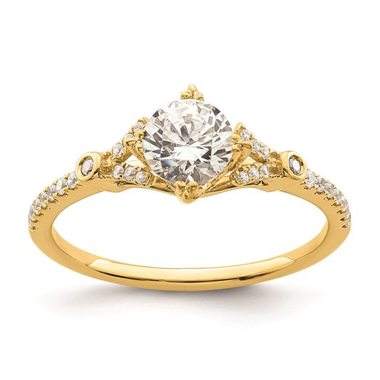 14k (Holds 3/4 carat (5.8mm) Round Center) 1/8 carat Diamond Semi-Mount Engagement Ring