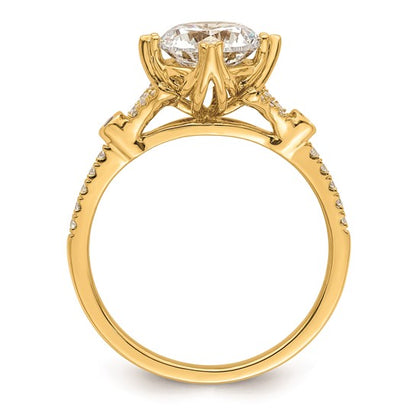 14k (Holds 1.5 carat (7.5mm) Round Center) 1/6 carat Diamond Semi-Mount Engagement Ring