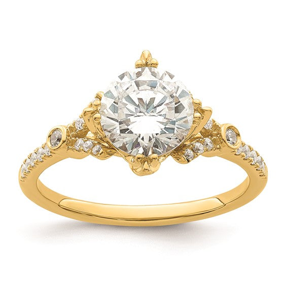 14k (Holds 1.5 carat (7.5mm) Round Center) 1/6 carat Diamond Semi-Mount Engagement Ring