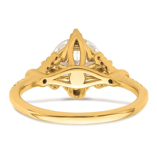 14k (Holds 2 carat (8.2mm) Round Center) 1/6 carat Diamond Semi-Mount Engagement Ring