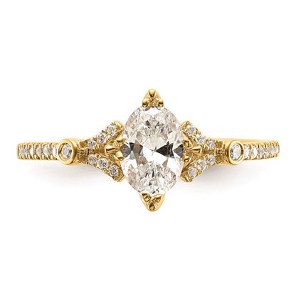 14k (Holds 3/4 carat (7.1x5.4mm) Oval Center) 1/8 carat Diamond Semi-Mount Engagement Ring