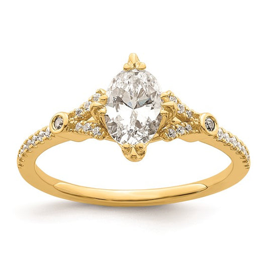 14k (Holds 3/4 carat (7.1x5.4mm) Oval Center) 1/8 carat Diamond Semi-Mount Engagement Ring