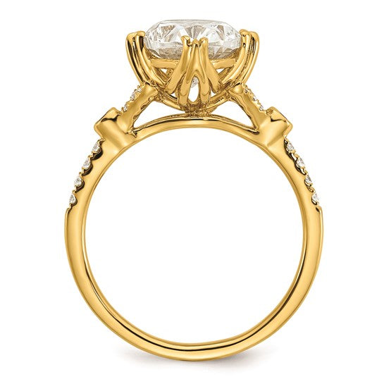 14k (Holds 1.5 carat (9.2x6.9mm) Oval Center) 1/6 carat Diamond Semi-Mount Engagement Ring