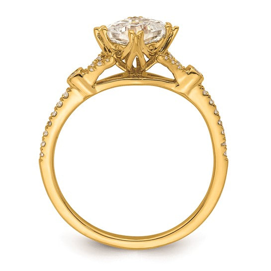 14k (Holds 3/4 carat (5.4mm) Cushion Center) 1/8 carat Diamond Semi-Mount Engagement Ring