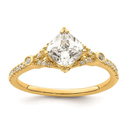 14k (Holds 3/4 carat (5.4mm) Cushion Center) 1/8 carat Diamond Semi-Mount Engagement Ring