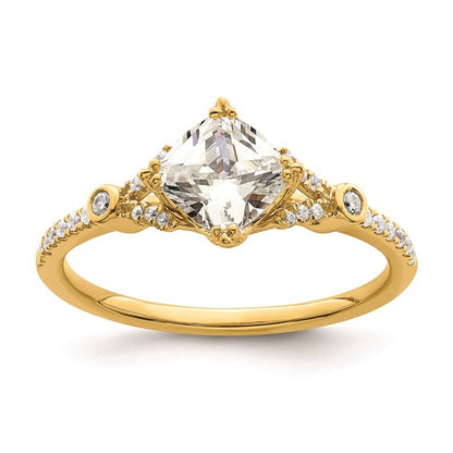14k (Holds 1 carat (6.00mm) Cushion Center) 1/8 carat Diamond Semi-Mount Engagement Ring