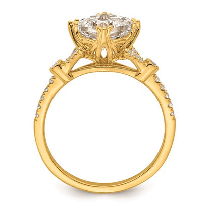 14k (Holds 1.5 carat (7.00mm) Cushion Center) 1/6 carat Diamond Semi-Mount Engagement Ring