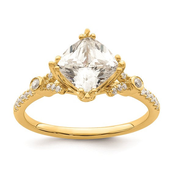 14k (Holds 1.5 carat (7.00mm) Cushion Center) 1/6 carat Diamond Semi-Mount Engagement Ring