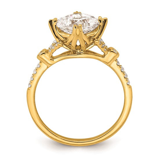 14k (Holds 2 carat (7.6mm) Cushion Center) 1/6 carat Diamond Semi-Mount Engagement Ring