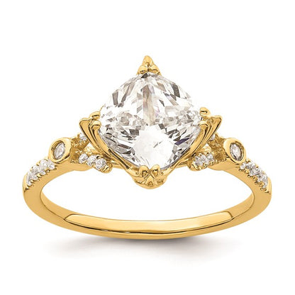 14k (Holds 2 carat (7.6mm) Cushion Center) 1/6 carat Diamond Semi-Mount Engagement Ring