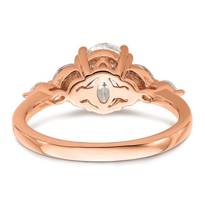 14k Rose Gold (Holds 1 carat (8.00x6.1mm) Oval Center) 1/5 carat Marquise Diamond Semi-Mount Engagement Ring