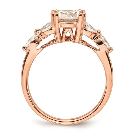 14k Rose Gold (Holds 1.5 carat (9.2x6.9mm) Oval Center) 1/3 carat Marquise Diamond Semi-Mount Engagement Ring