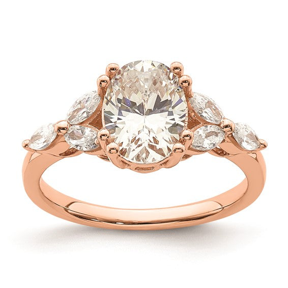 14k Rose Gold (Holds 1.5 carat (9.2x6.9mm) Oval Center) 1/3 carat Marquise Diamond Semi-Mount Engagement Ring